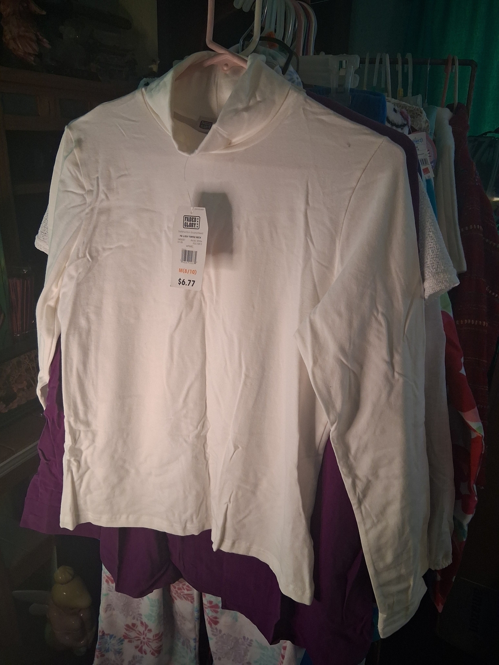 Faded Glory White Long-Sleeve Turtleneck Tee